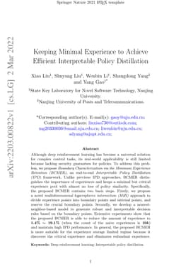 Keeping Minimal Experience to Achieve Efficient Interpretable Policy
  Distillation