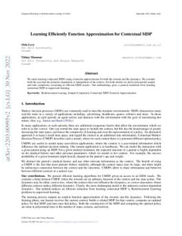 Learning Efficiently Function Approximation for Contextual MDP