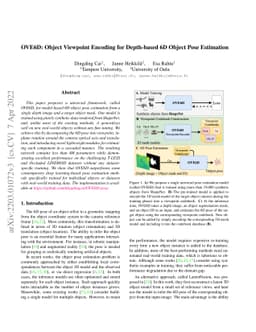 OVE6D: Object Viewpoint Encoding for Depth-based 6D Object Pose
  Estimation