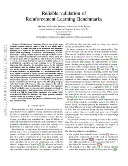 Reliable validation of Reinforcement Learning Benchmarks