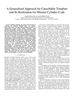 A Generalized Approach for Cancellable Template and Its Realization for
  Minutia Cylinder-Code