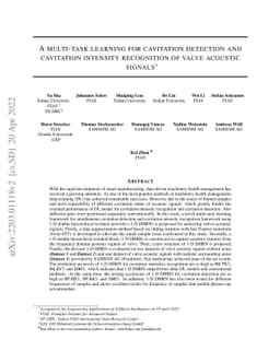 A multi-task learning for cavitation detection and cavitation intensity
  recognition of valve acoustic signals