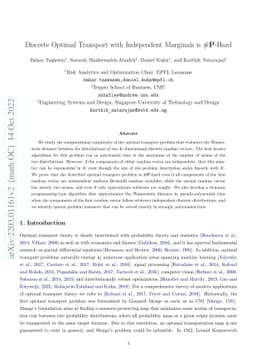 Discrete Optimal Transport with Independent Marginals is #P-Hard