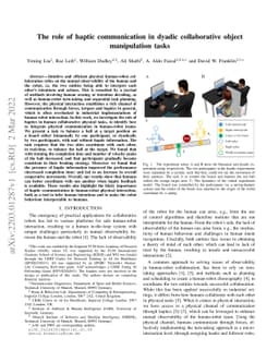 The role of haptic communication in dyadic collaborative object
  manipulation tasks