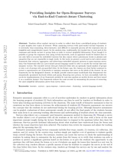Providing Insights for Open-Response Surveys via End-to-End
  Context-Aware Clustering
