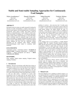 Stable and Semi-stable Sampling Approaches for Continuously Used Samples