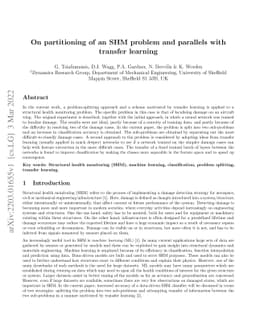 On partitioning of an SHM problem and parallels with transfer learning
