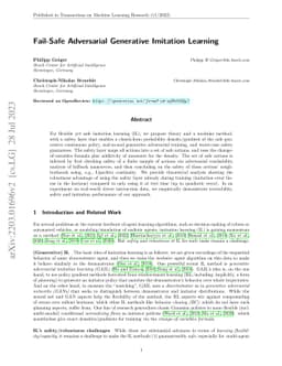 Fail-Safe Adversarial Generative Imitation Learning