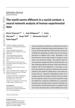 The world seems different in a social context: a neural network analysis
  of human experimental data