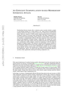 An Efficient Subpopulation-based Membership Inference Attack