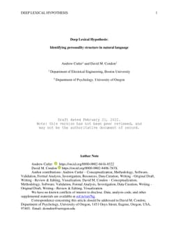 Deep Lexical Hypothesis: Identifying personality structure in natural
  language