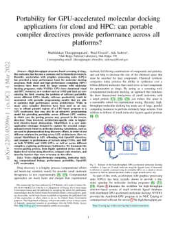 Portability for GPU-accelerated molecular docking applications for cloud
  and HPC: can portable compiler directives provide performance across all
  platforms?