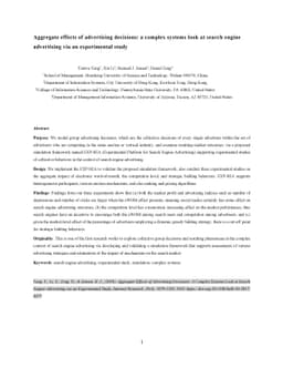 Aggregate effects of advertising decisions: a complex systems look at
  search engine advertising via an experimental study