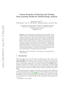 Carbon Footprint of Selecting and Training Deep Learning Models for
  Medical Image Analysis