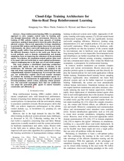 Cloud-Edge Training Architecture for Sim-to-Real Deep Reinforcement
  Learning
