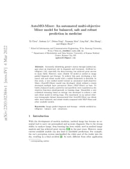 AutoMO-Mixer: An automated multi-objective Mixer model for balanced,
  safe and robust prediction in medicine