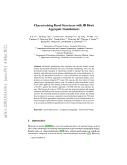 Characterizing Renal Structures with 3D Block Aggregate Transformers