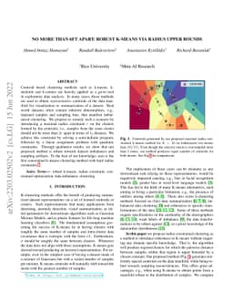 No More Than 6ft Apart: Robust K-Means via Radius Upper Bounds