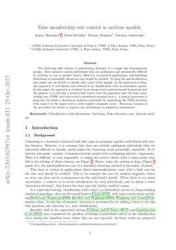 False membership rate control in mixture models