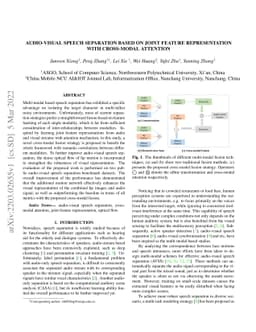 Audio-visual speech separation based on joint feature representation
  with cross-modal attention