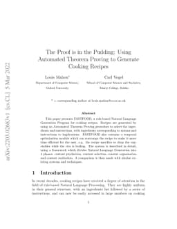 The Proof is in the Pudding: Using Automated Theorem Proving to Generate
  Cooking Recipes