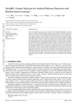 DroidRL: Reinforcement Learning Driven Feature Selection for Android
  Malware Detection