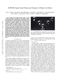 RAPTOR: Rapid Aerial Pickup and Transport of Objects by Robots