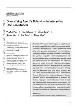 Diversifying Agent's Behaviors in Interactive Decision Models