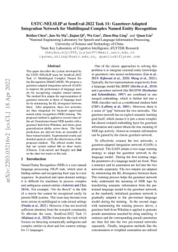 USTC-NELSLIP at SemEval-2022 Task 11: Gazetteer-Adapted Integration
  Network for Multilingual Complex Named Entity Recognition