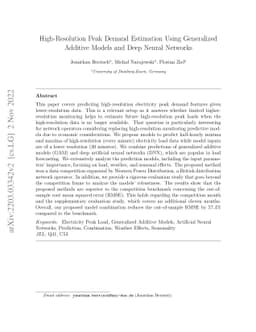 High-Resolution Peak Demand Estimation Using Generalized Additive Models
  and Deep Neural Networks