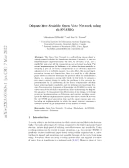 Dispute-free Scalable Open Vote Network using zk-SNARKs