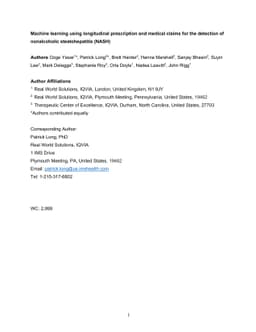 Machine learning using longitudinal prescription and medical claims for
  the detection of nonalcoholic steatohepatitis (NASH)