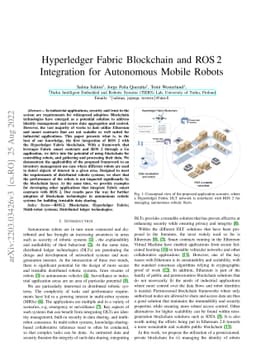 Hyperledger Fabric Blockchain and ROS 2 Integration for Autonomous
  Mobile Robots