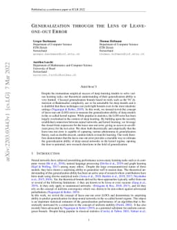 Generalization Through The Lens Of Leave-One-Out Error