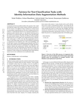 Fairness for Text Classification Tasks with Identity Information Data
  Augmentation Methods