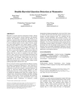 Double-Barreled Question Detection at Momentive