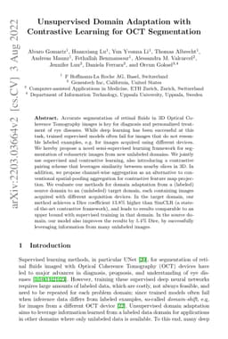 Unsupervised Domain Adaptation with Contrastive Learning for OCT
  Segmentation