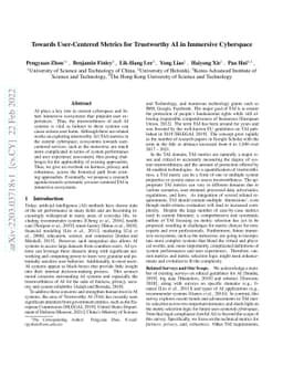 Towards User-Centered Metrics for Trustworthy AI in Immersive Cyberspace