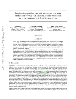 Judging the algorithm: A case study on the risk assessment tool for
  gender-based violence implemented in the Basque country