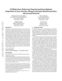 GANSpiration: Balancing Targeted and Serendipitous Inspiration in User
  Interface Design with Style-Based Generative Adversarial Network