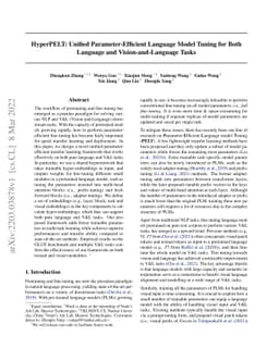 HyperPELT: Unified Parameter-Efficient Language Model Tuning for Both
  Language and Vision-and-Language Tasks