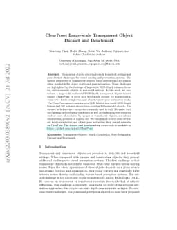 ClearPose: Large-scale Transparent Object Dataset and Benchmark