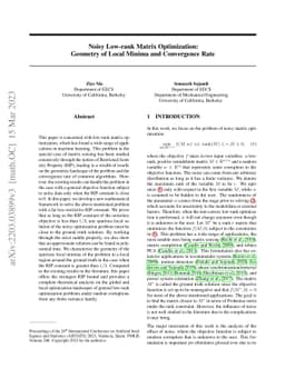 Noisy Low-rank Matrix Optimization: Geometry of Local Minima and
  Convergence Rate