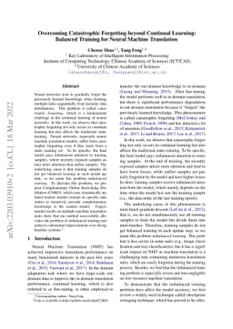 Overcoming Catastrophic Forgetting beyond Continual Learning: Balanced
  Training for Neural Machine Translation