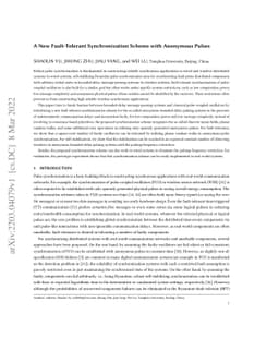 A New Fault-Tolerant Synchronization Scheme with Anonymous Pulses