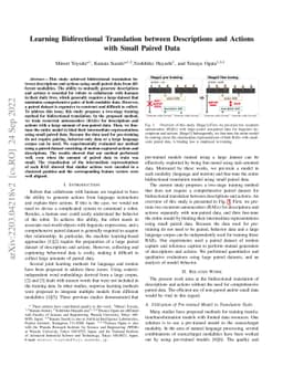 Learning Bidirectional Translation between Descriptions and Actions with
  Small Paired Data