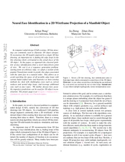 Neural Face Identification in a 2D Wireframe Projection of a Manifold
  Object