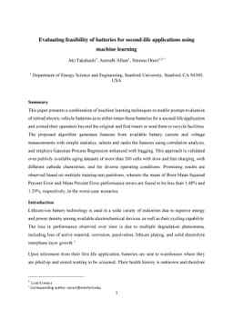 Evaluating feasibility of batteries for second-life applications using
  machine learning