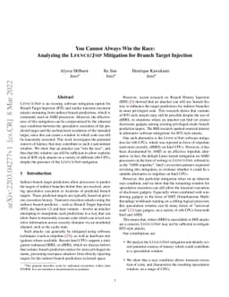 You Cannot Always Win the Race: Analyzing the LFENCE/JMP Mitigation for
  Branch Target Injection