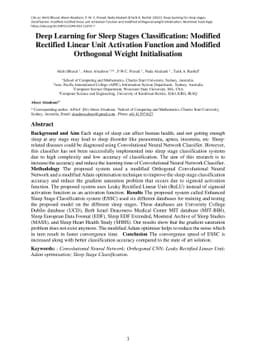 Deep Learning for Sleep Stages Classification: Modified Rectified Linear
  Unit Activation Function and Modified Orthogonal Weight Initialisation